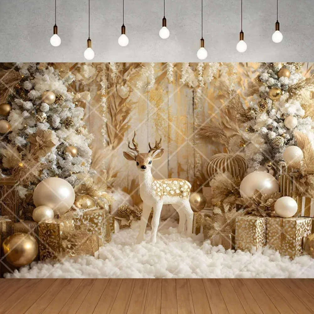 

Winter Christmas Retro Room Photography Background, Sparkling Christmas Tree Children's Home Decoration Photography Background