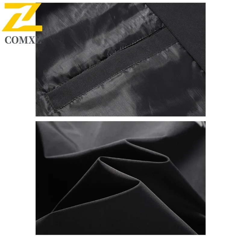 COMXZ 2025 Mens Casual Stand Collar Jacket Spring Autumn Loose Fit Slim Trendy Coat Youth Middle Age Outerwear
