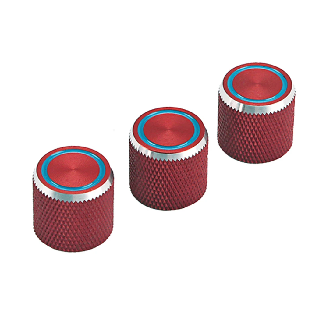 3 Pcs Electric Guitar And Bass Tone And Volume Meatl Electronic Control Knobs Cap