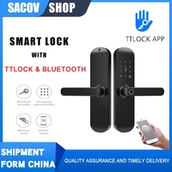 Ttlock app biometrisches elektronisches türschloss digital schwarz smart lock tuya app fernent riegel ung schlüssel loses schloss finger abdruck wohnung