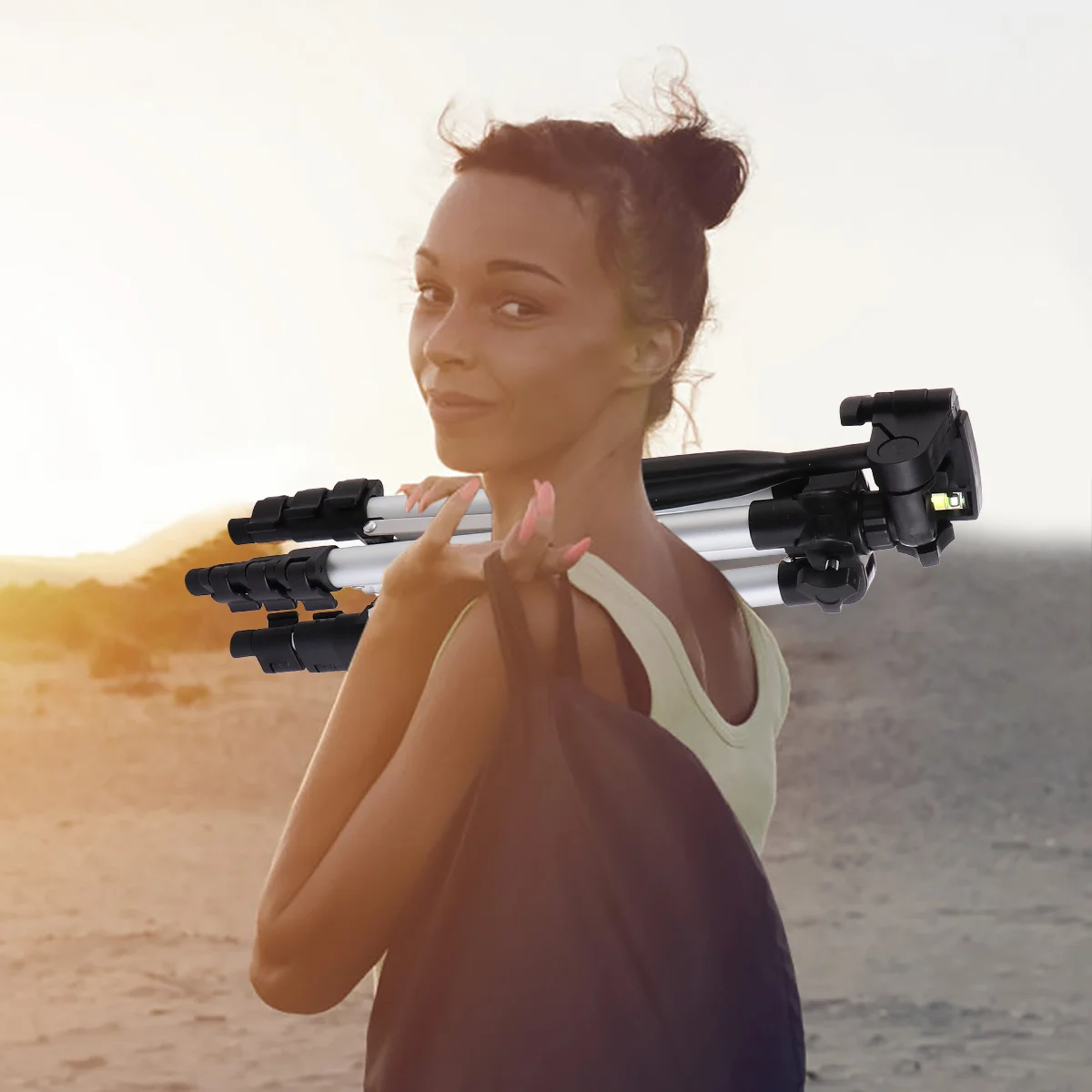 デジタル一眼レフカメラとスマートフォン用の折りたたみ式軽量三脚-旅行写真用のポータブル三脚-使いやすいカメラサポートスタンド