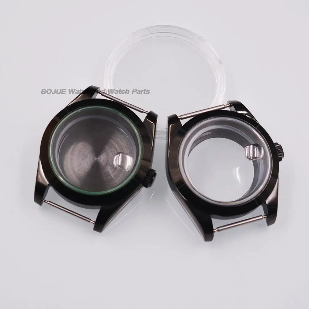 

41mm NH35 Case PVD Black Green Glass Watch Parts for Milguass Datejust NH36 Mechanical movement Watch Accessories Replacements