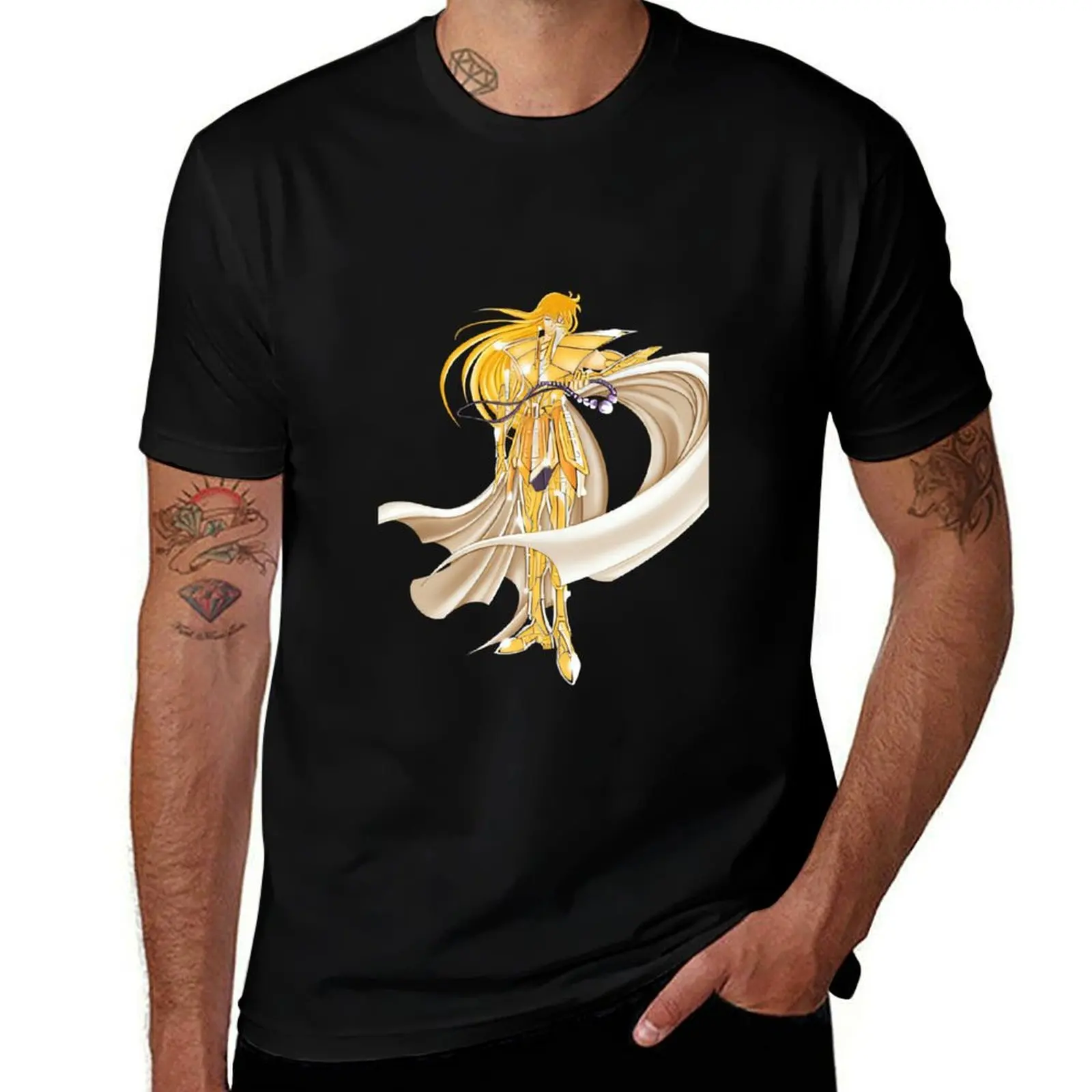 

T-Shirt Teen Streetwear Tee 100% Cotton T-Shirt Watercolor Saint Seiya Gold Saint Seiya Shun Shiryu Hyoga Ikki Virgo Shaka