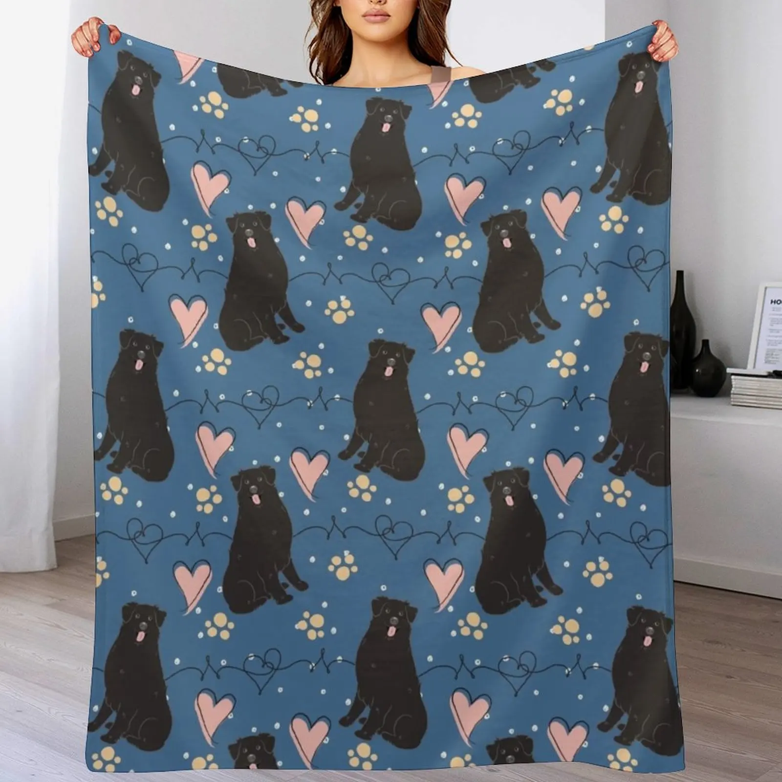 

LOVE Black Australian Shepherd Throw Blanket Stylish Couch Blanket for Home Living Room