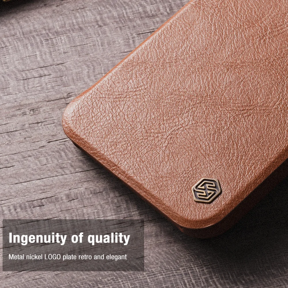 for Iphone 15 / 15 Plus / 15 Pro / 15 Pro Max Case Nillkin Qin Leather with Card Pocket Camera Protector Back Cover for Iphone15