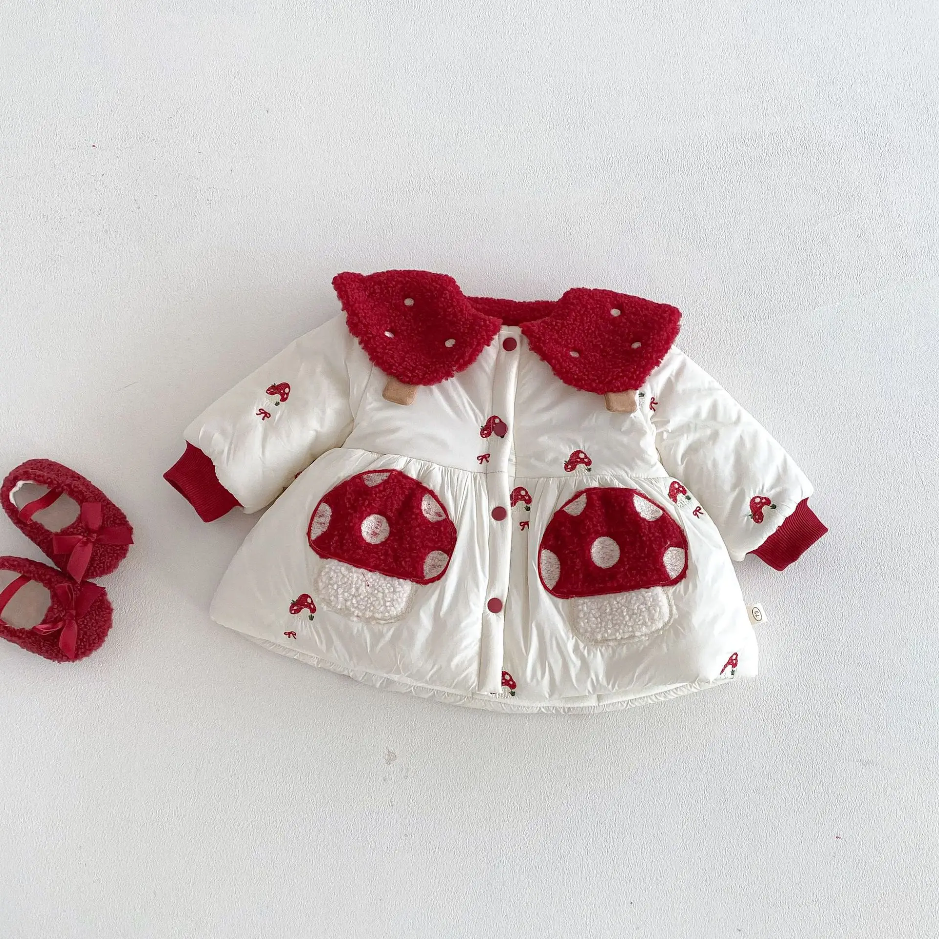 ملابس الفتيات السنة الغربية الجديدة 2025 شتاء جديد فستان سنة واحدة ملابس عيد ميلاد الطفل القطن الفطر سترة قطن #6