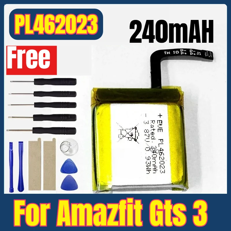 

240mAh PL462023 Watches Batteries for Amazfit Gts 3 A2035 Smart Sports Watch + Free Tools