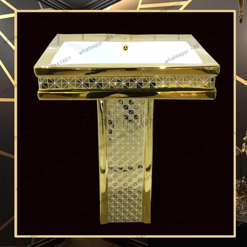 Colored gold washbasin gold split electroplated gold washbasin