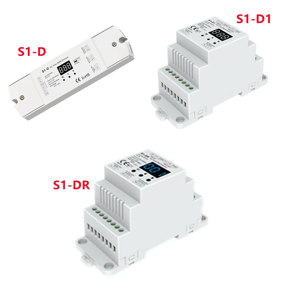 

DMX digital Triac Dimmer AC phase-cut output DMX512/1990 signal into 1/2 channel for control of Traic dimmable LED drive lamps