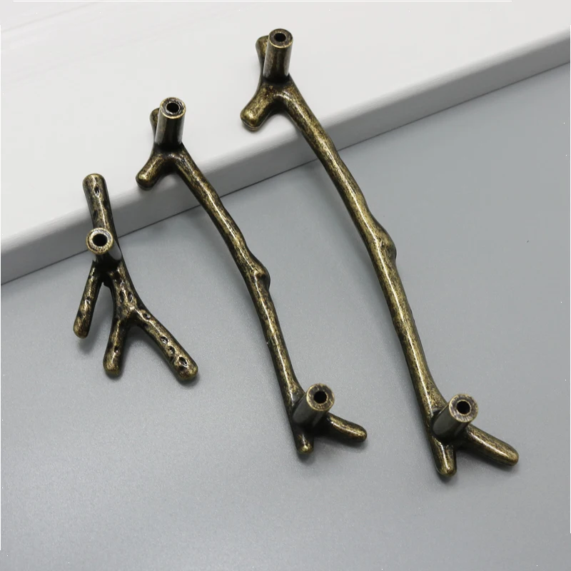 Tree Branch Furniture Handle Single Hole 96mm 128mm Black Silver Bronze Kitchen Cabinet Handles Drawer Knobs Door Pulls Hardware