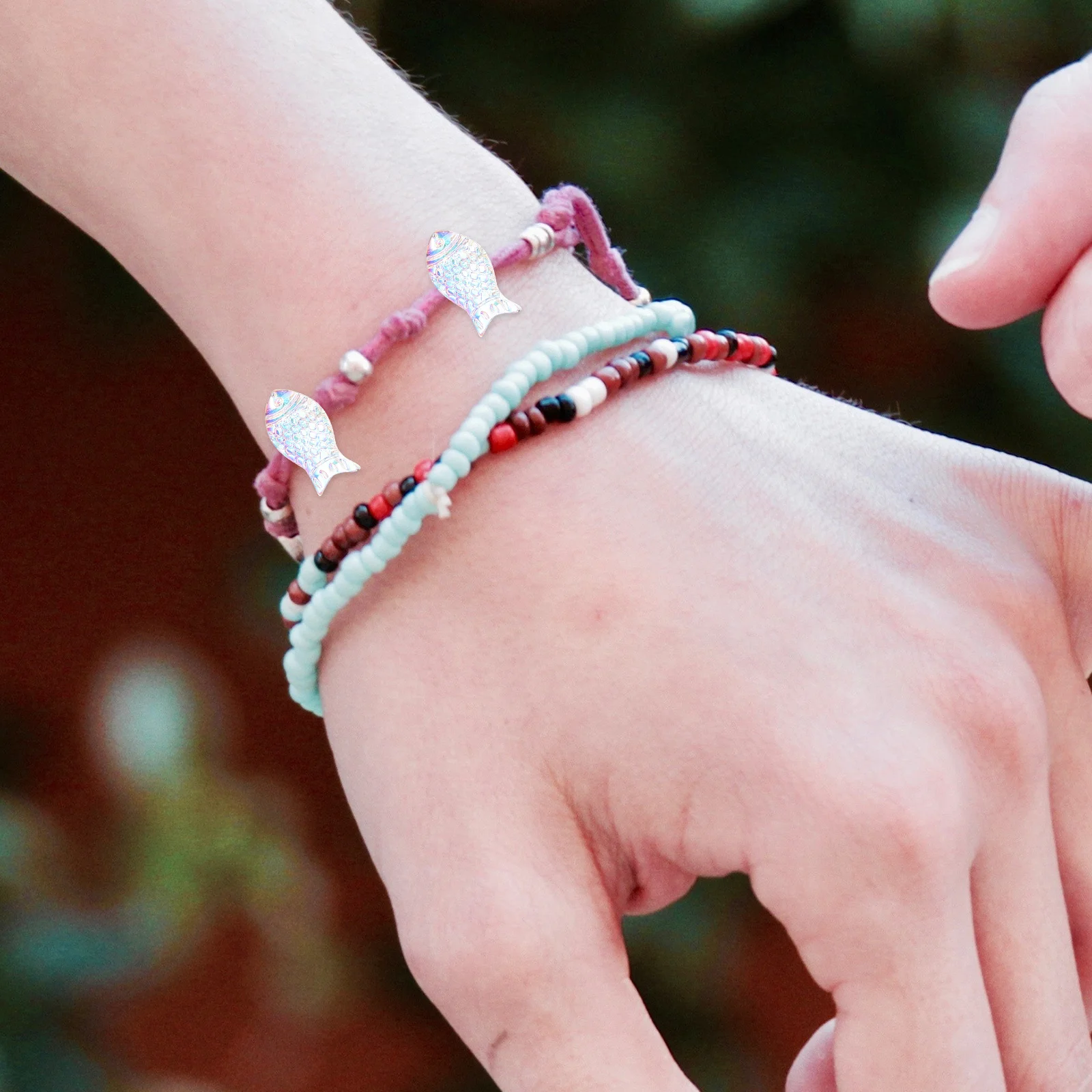 

50pcs Crystal Beads Small Fish Cross Hole DIY Jewelry Pendant Accessories Glass Beads for Bracelets Decor Brightly