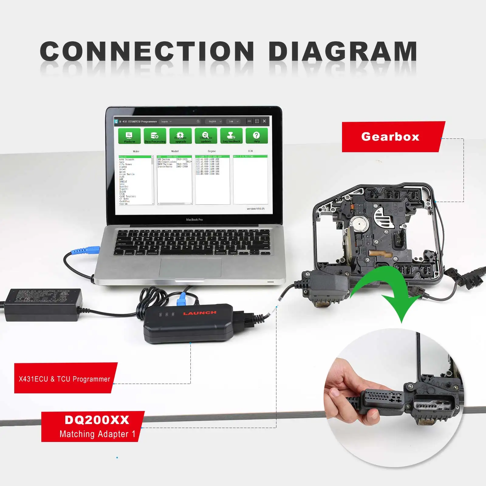 Launch X431 Gearbox Clone Adapters Connectors Kit for X-prog3 Xprog 3 Xprog3 & Launch X431 ECU Programmer & X prog3 PC Adapter