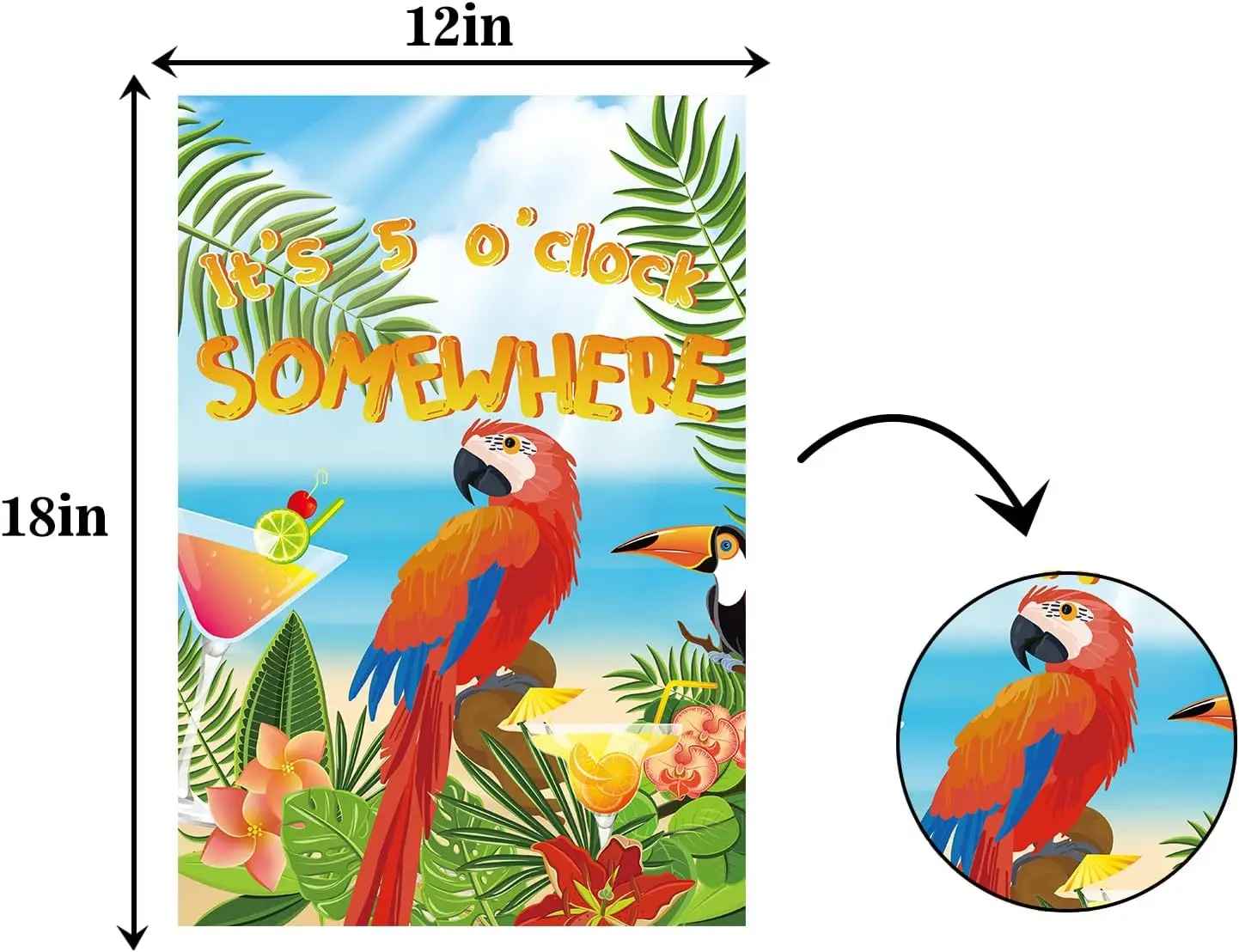 It’s 5 O’Clock Somewhere Garden Flag,Throwbacks 1990s Outdoor Decoration,Beach Party Supplies,Always Five O’Clock Yard Flag, yyi