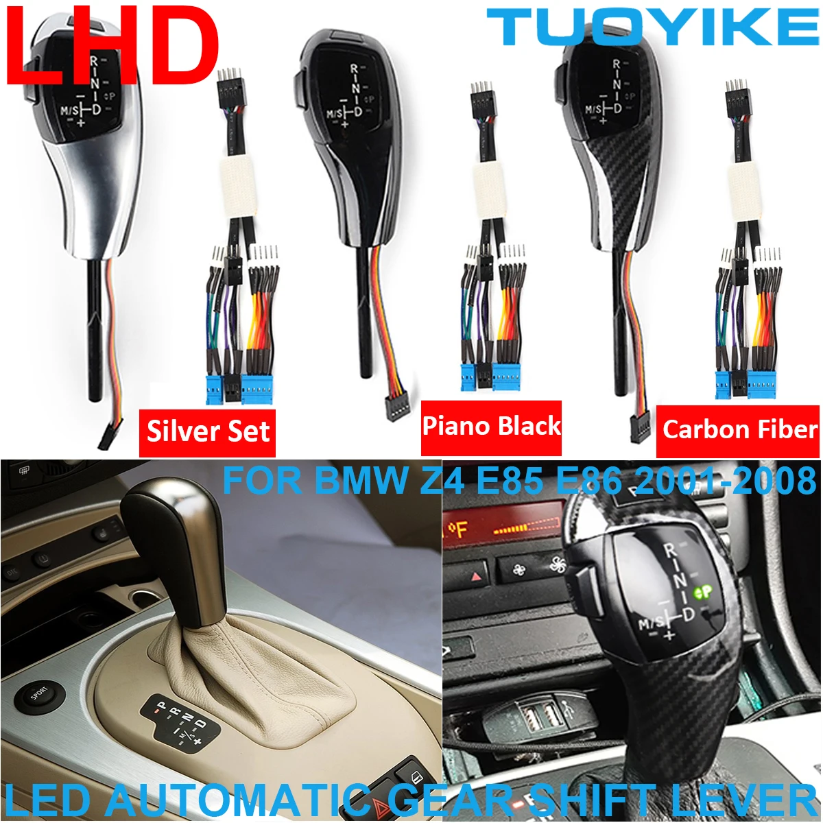 

LHD LED Automatic Gear Shift Knob Lever For BMW 1 3 5-Series E81 E87 E82 E88 E90 E91 E92 E93 Z4 E89 E46 E60 X3 E83 Z4 E85 E86