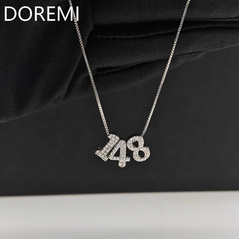 DOREMI Kabbalah Spiritual Necklace Number 148 Custom Passover Gift Jewelry Necklac Crystal Zircons Number 148 Slide Necklace e