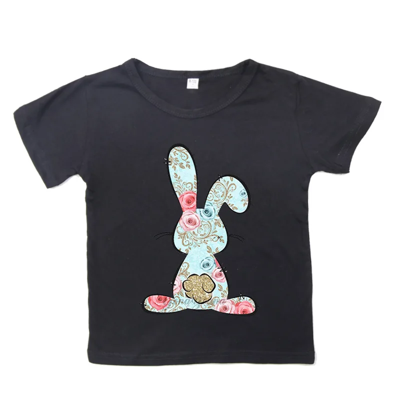 Easter Bunny Print Casual Loose Top Summer New Children's Round Neck Short-sleeved T-shirt Boys  Girls Clothes