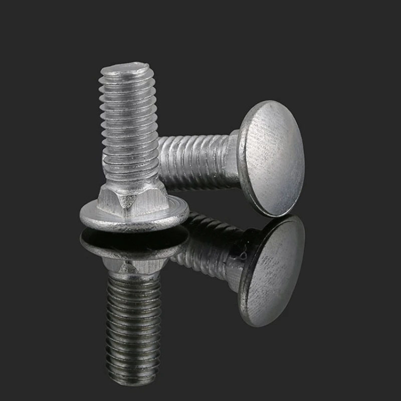 25/50 قطعة M6 M8 الزنك مطلي الكربون الصلب الجمالون رئيس مستدير ساحة الرقبة النقل الترباس مدرب المسمار ل الرف مكتب الأثاث #3