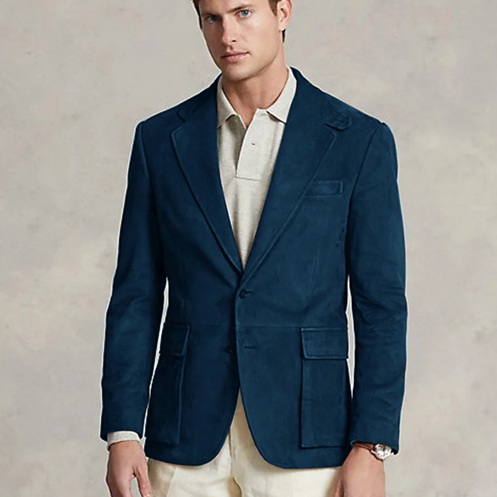 Blazer de camurça casual masculino, blusão confortável, jaquetas finas, pendulares, design de moda, produto mais vendido, 2023