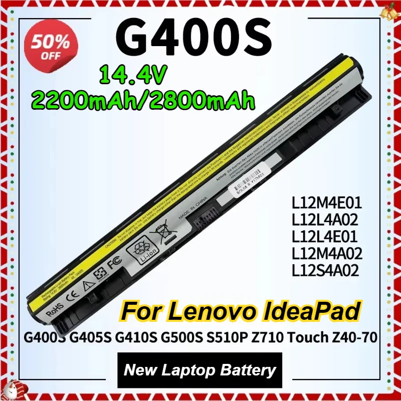 2800mAh/2200mAh G400S Laptop Battery for Lenovo L12M4E01 L12S4E01 L12L4A02 L12M4A02 IdeaPad G405S G500S G510S S410P Z710 Z40-70