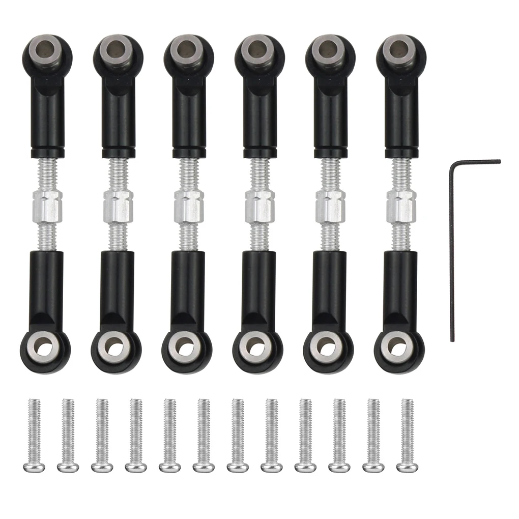 6PCS Metal Linkage Pull Rod Front Rear Steering Servo Link Tie Rod for Wltoys A949 A959 A969 A979 K929 1/18 RC Car Upgrade Parts