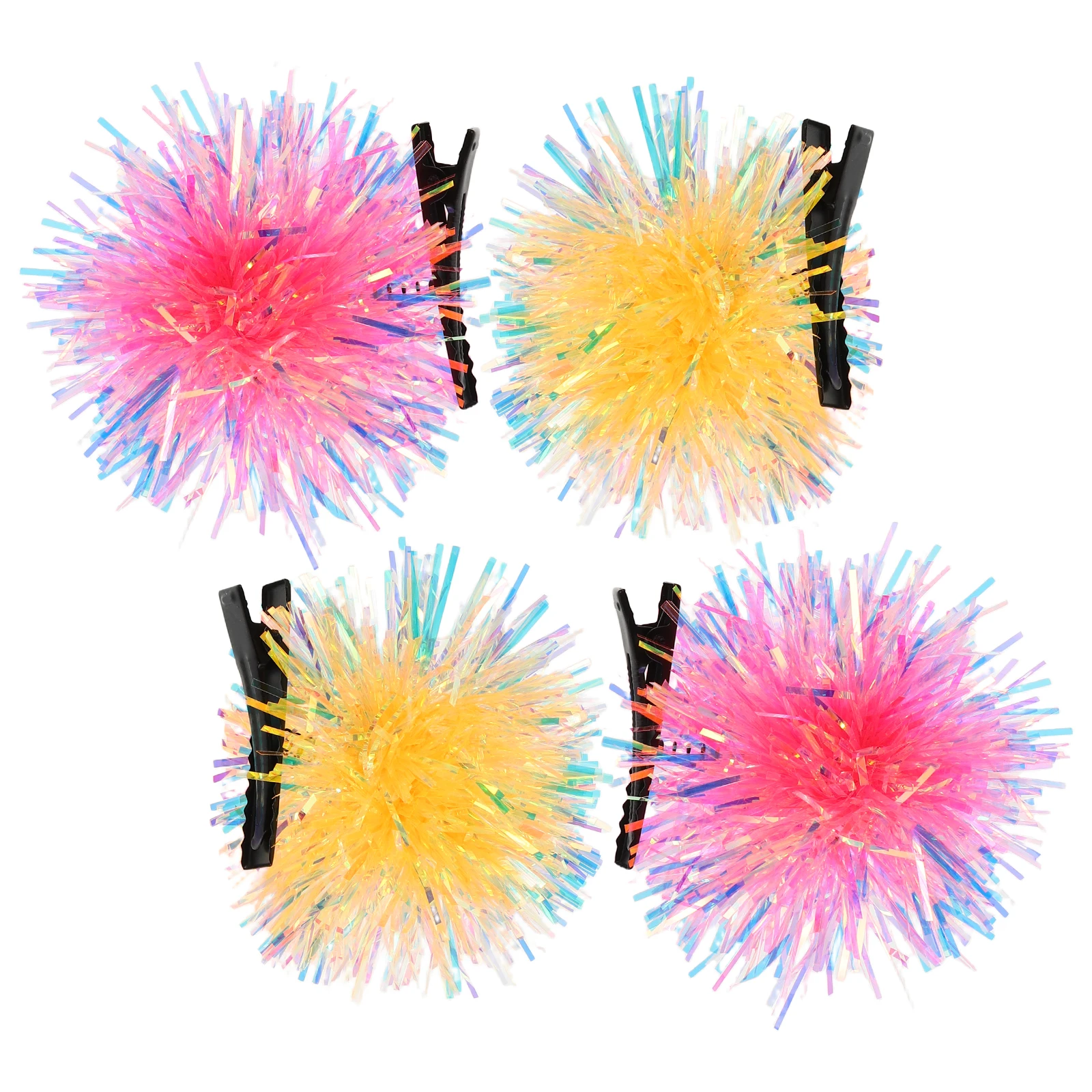 

4pcs Ball Hair Clips Colorful Child Accessories Plastic Pom Pompom Alligator Clip Toddler Women Party Christmas Birthday