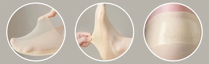 10 Paar Sommer Ultra-dünne Unsichtbare Low-Cut Socken für Damen – Rutschfeste Silikon-Mesh No-Show Socken aus Eisseide, einfarbig, Bootsocken – Detail 6