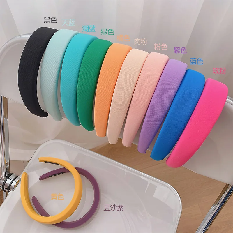 Candy Colors Headbands Blue Orange Black Green White Hairbands for Women Sponge Hair Accessories Girls Fashion Daily Headwear