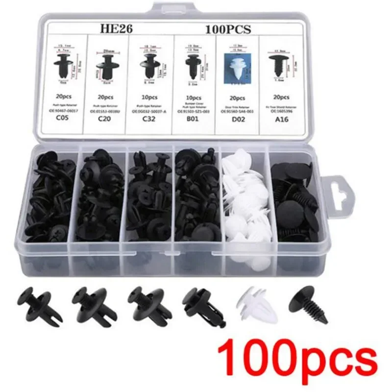 100pc Car Retainer Pin Rivet Bumper Fastener Accessories for Nissan j11 j10 Juke X-trail T32 Qashqai tiida Sunny March Murano