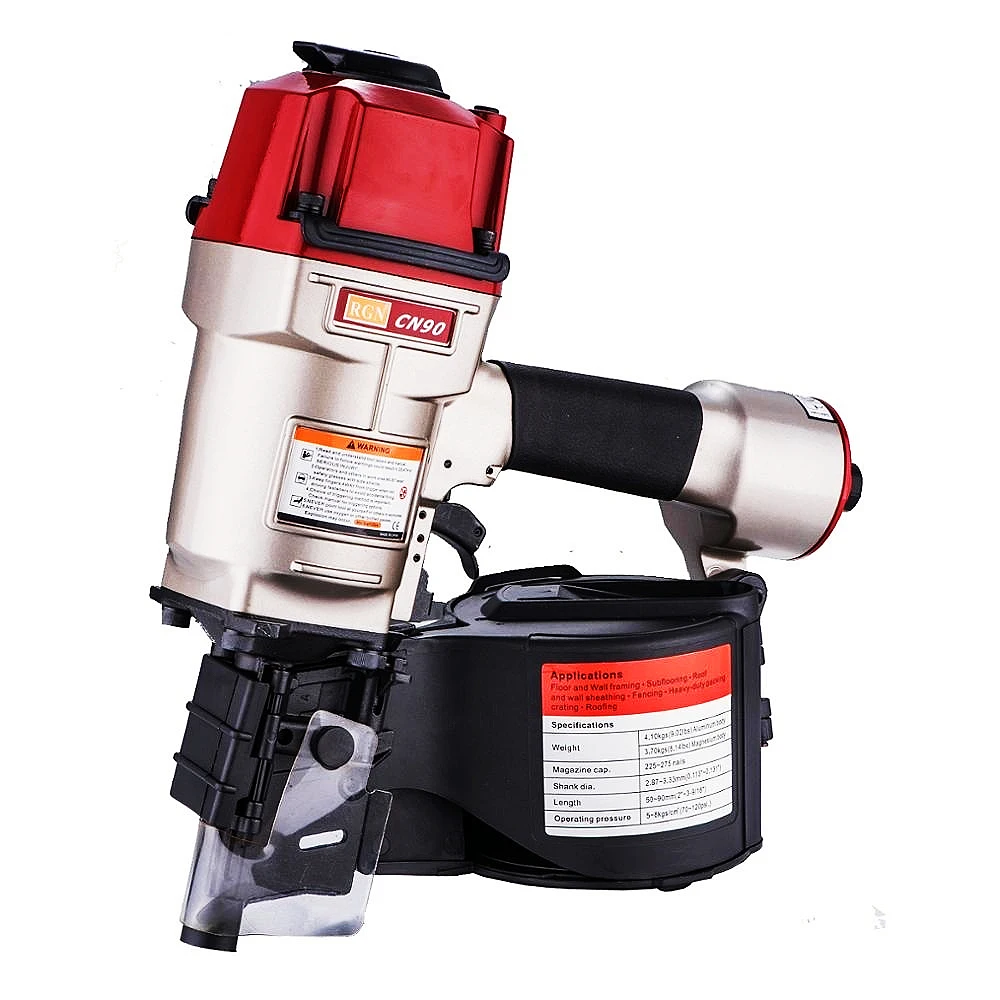 CN90 CN90B เล็บนิวเมติก Rolling ปืนเล็บปืนยิงปืนไม้ถาดไม้กล่องไม้พาเลทไม้กรอบ Air Coil Nailer เล็บปืน
