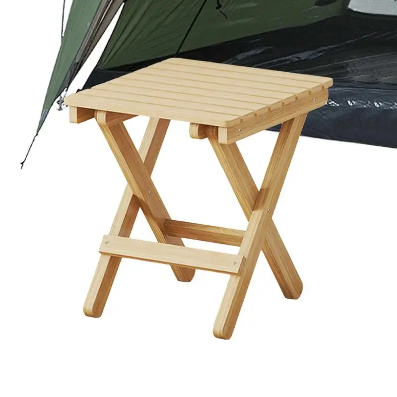 Foldable Stool Fold up Wooden Stools Compact Stepping Stool with Handle Heavy Duty Folding Foot Rest Camp Stool for Outdoor