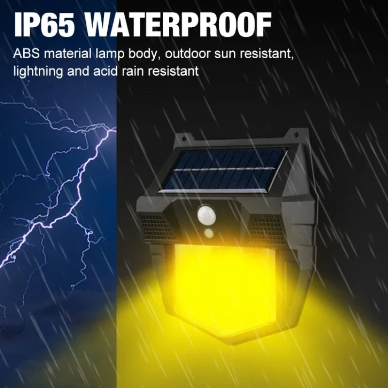 ไฟไส้หลอดทังสเตนพลังงานแสงอาทิตย์1/2/2/3 LED, IP65กลางแจ้งโคมไฟผนัง LED เหนี่ยวนำอัจฉริยะกันน้ำสำหรับลานกลางแจ้งสวน