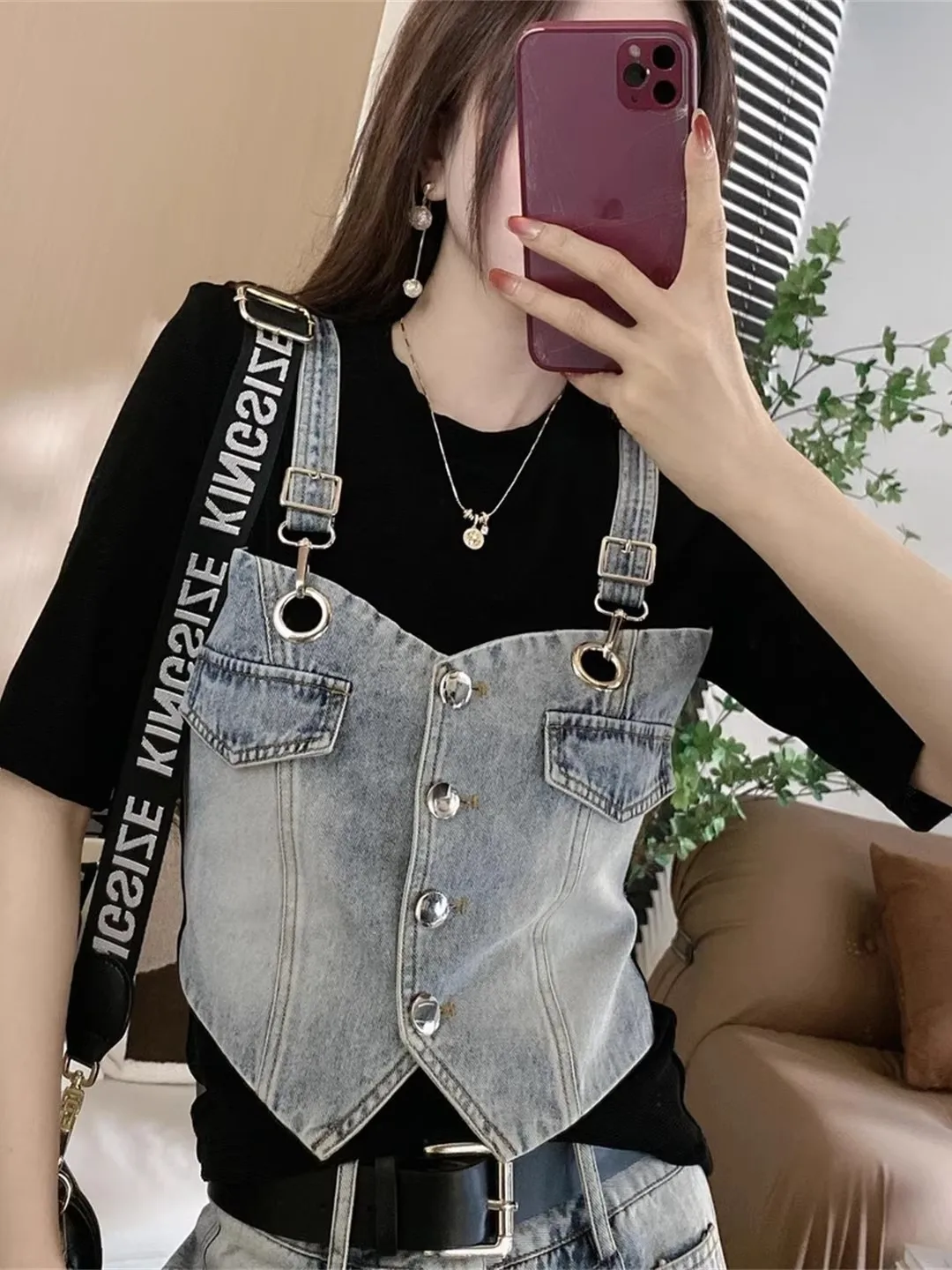 Retro Hong Kong Style Short Sleeve T-Shirt Women's New 2026 Patchwork Beautiful Spring Summer Top High Waist Korean Style