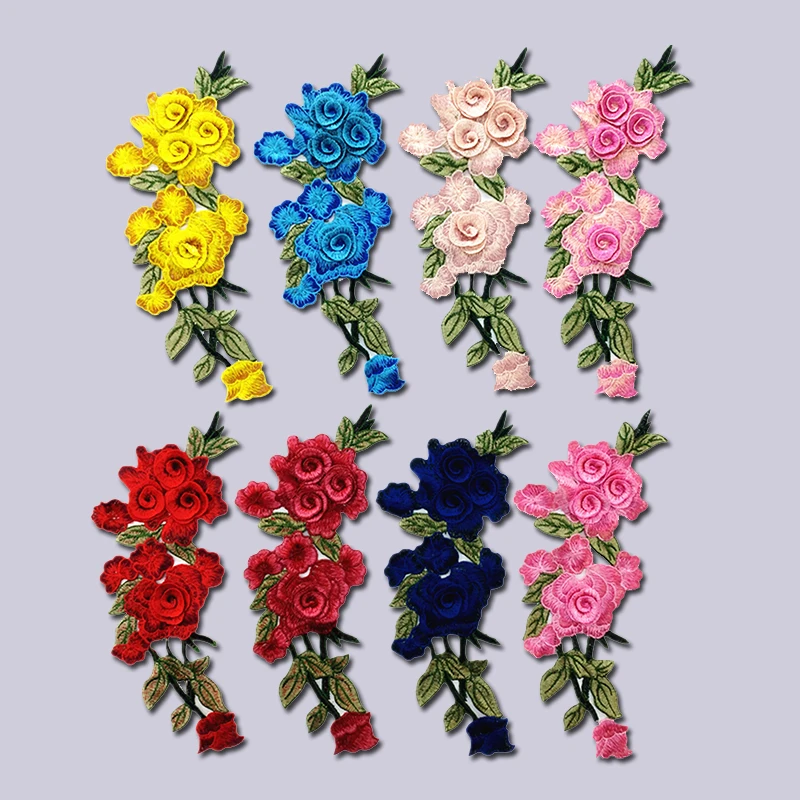 

1PC Embroidery Rose Flower Patches DIY Sewing Crafts Decor Stickers Fabric For Jeans Hat Bag Handmade Lace Clothing Accessories