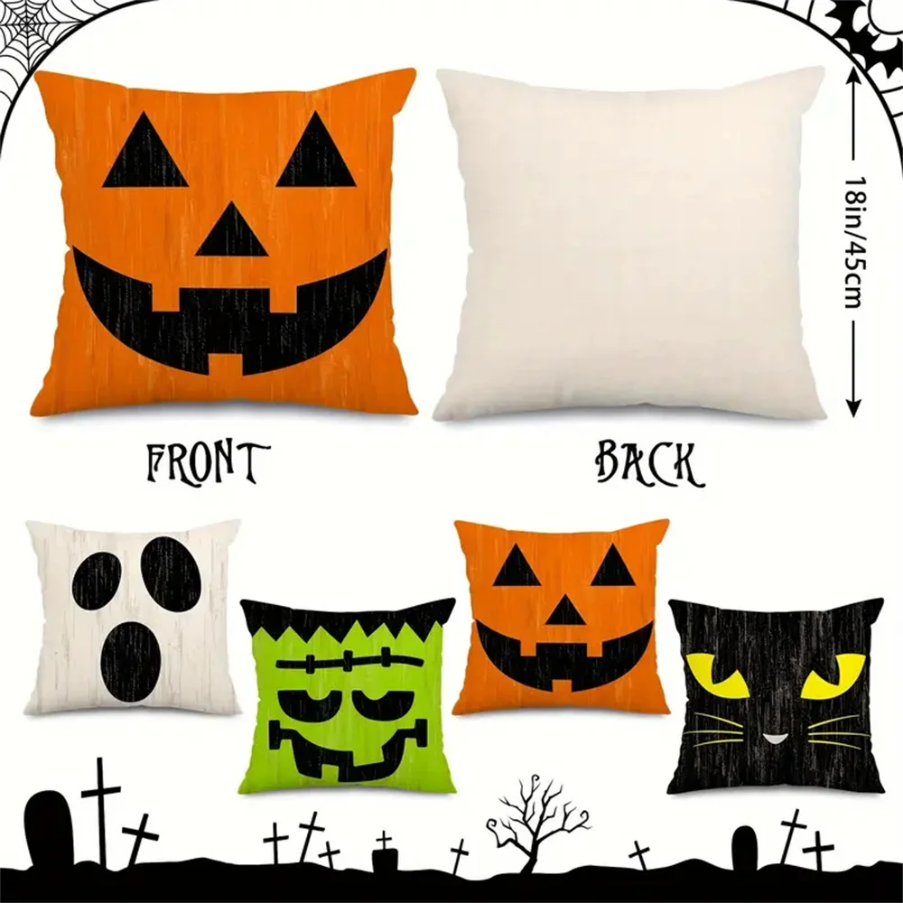 4PCS Halloween Decoration For Home Cartoon Pumpkin Bat Ghost Pillowcase Horror Halloween Party Supplies Haloween Ornament