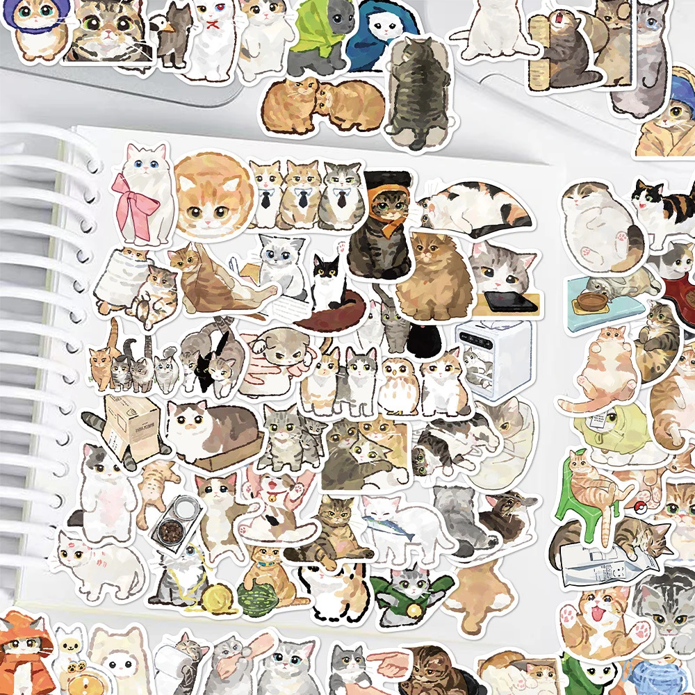 10/30/77pcs Cute Cat Graffiti Stickers DIY Stationery Phone Case Laptop Fridge Guitar Waterproof Kawaii Animal Decoration Decals