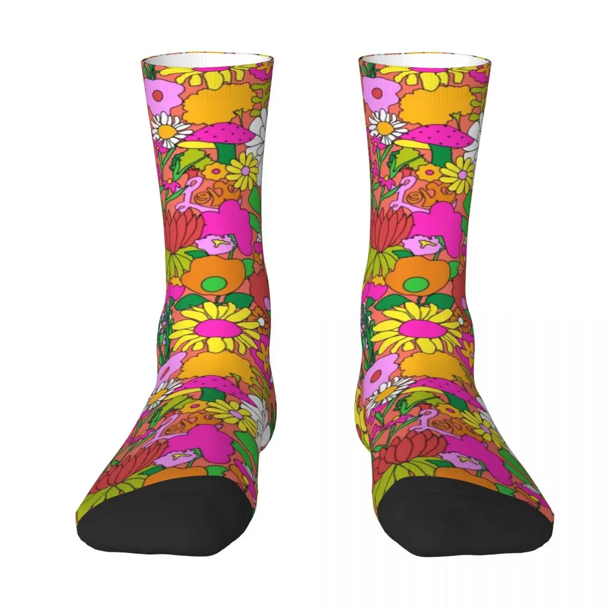 Peace Flower Power Socks 60S Groovy Garden Hippy Peace Stockings Autumn Anti Skid Couple Socks Breathable Graphic Outdoor Socks