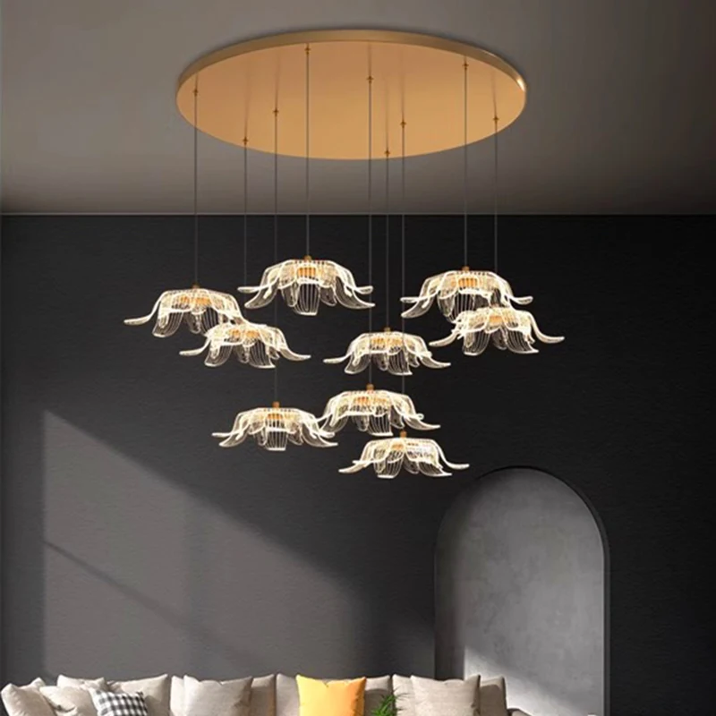 Plafonnier LED suspendu au design moderne, éclairage d'intérieur, luminaire décoratif de plafond, idéal pour un salon ou une salle à manger