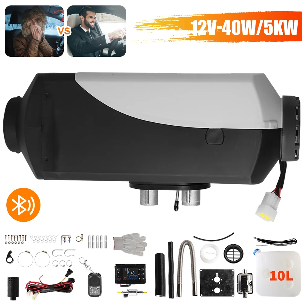 12V 5000W Air Diesel Heater with LCD Monitor for Cars, Buses & Boats - 5KW Power, Silent Operation