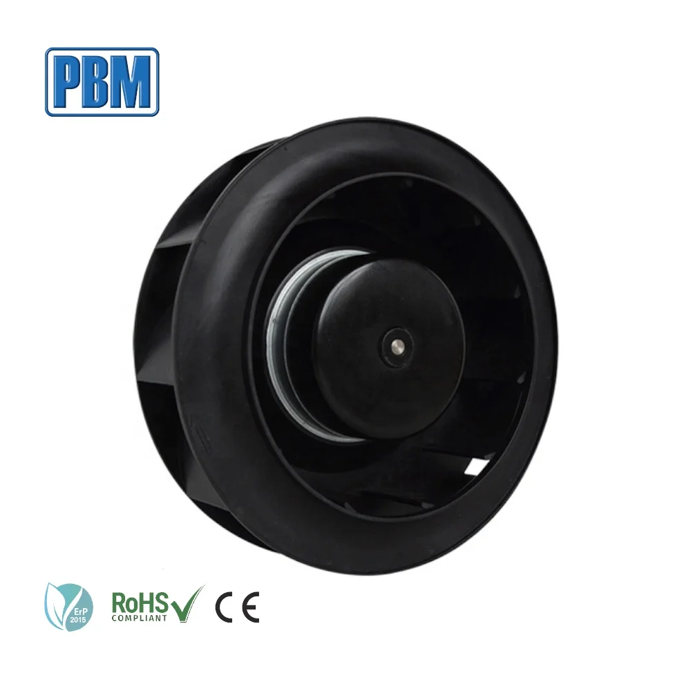PBM 250x99mm EC Brushless DC 24/48VDC Curved Centrifugal Fan Stainless Steel Blades Backward Warp Design IP44 Protection PWM