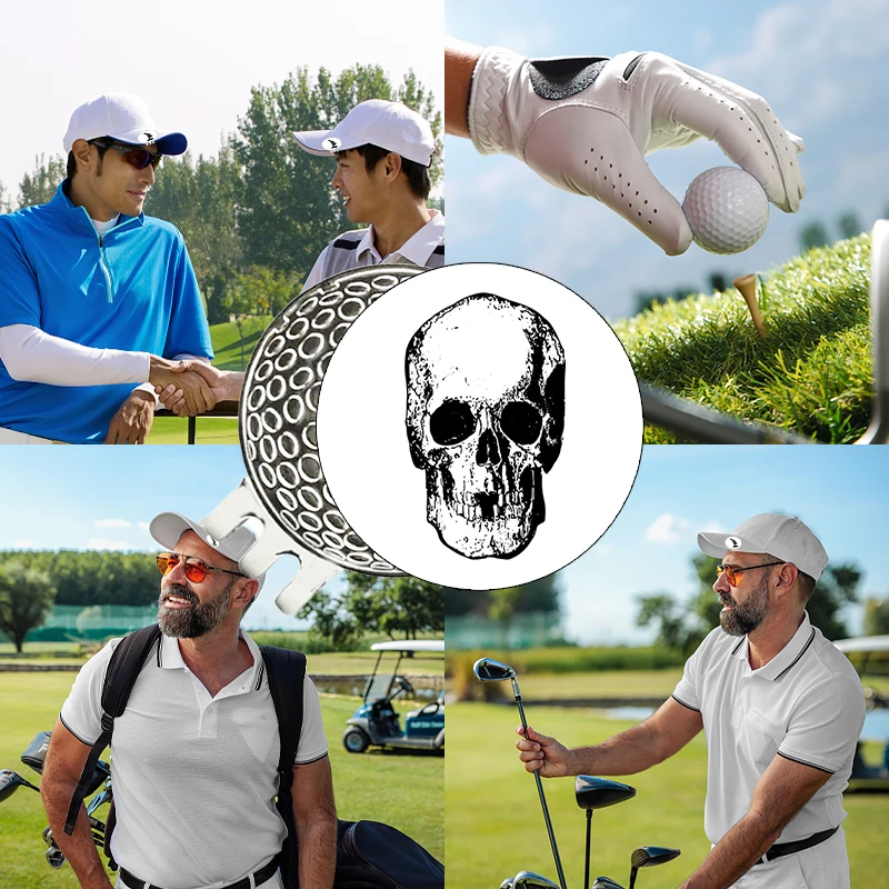 Magnetische Golf marke aus Aluminium legierung, Golfschläger mit schwarzem Schädel, Marker, cooles Halloween-Design zubehör, perfekte Golf dekoration