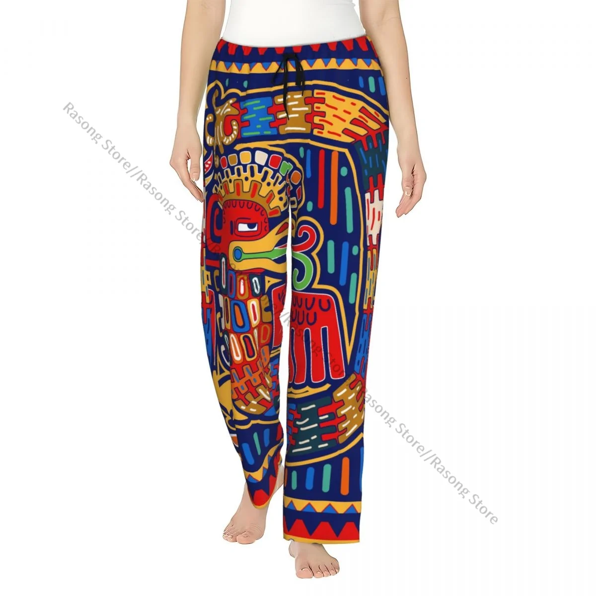 

Cozy Flannel Pajama Pants for Women Aztec Ethnic Sleep Bottoms Home Loungewear