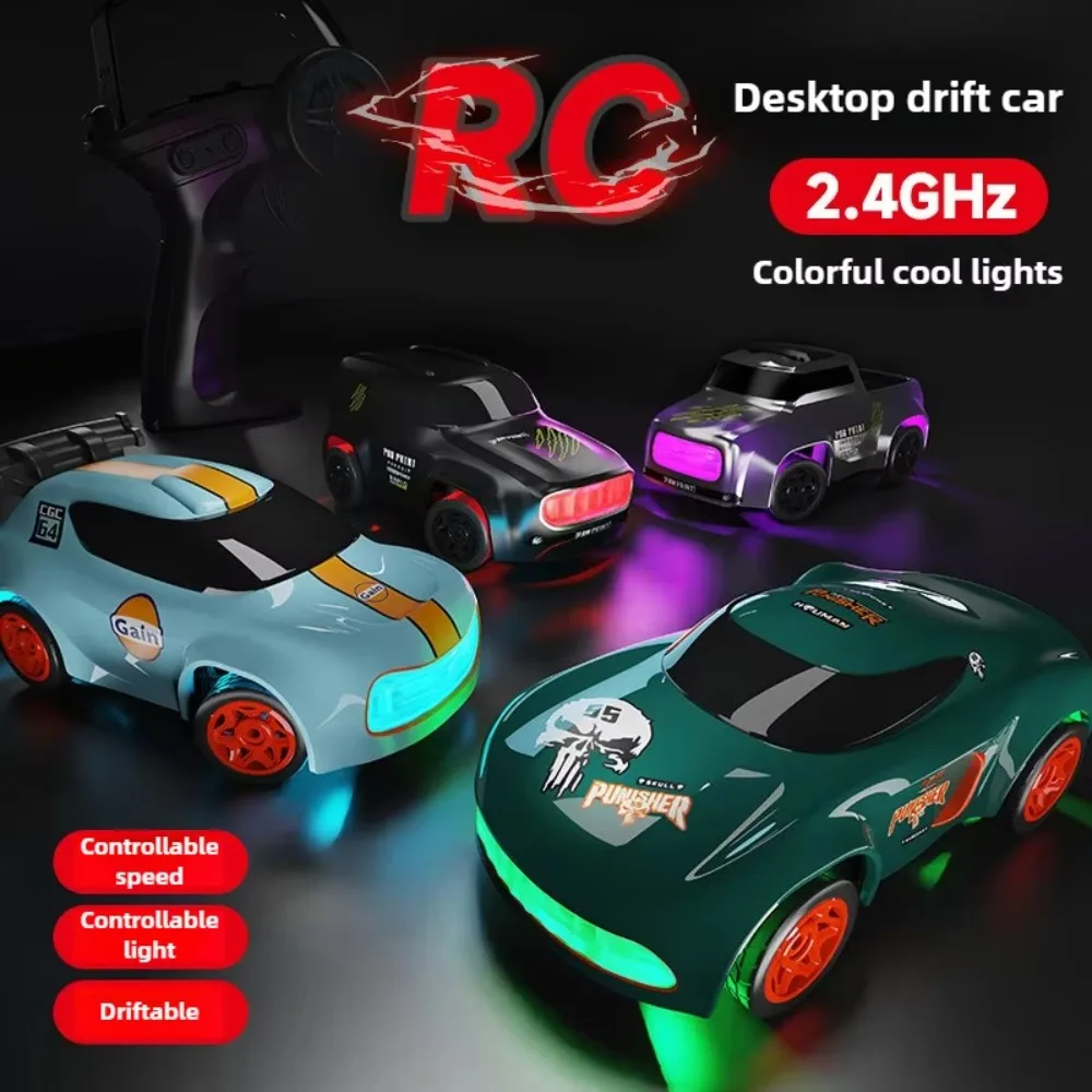 

Подарок 2,4G Настольные гонки со светодиодной подсветкой 1:64 Мини RC Дрифт-автомобиль Мини-пульт дистанционного управления Конкурентные игровые автомобили Дети