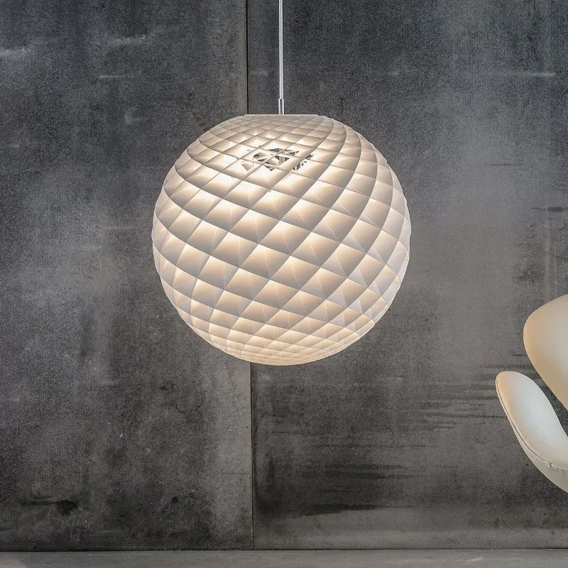 Nordic Spherical Pendant Light Modern Geometric Diamond Texture Lamp Dining Room Living Room Danish Design Hanging Light Fixture