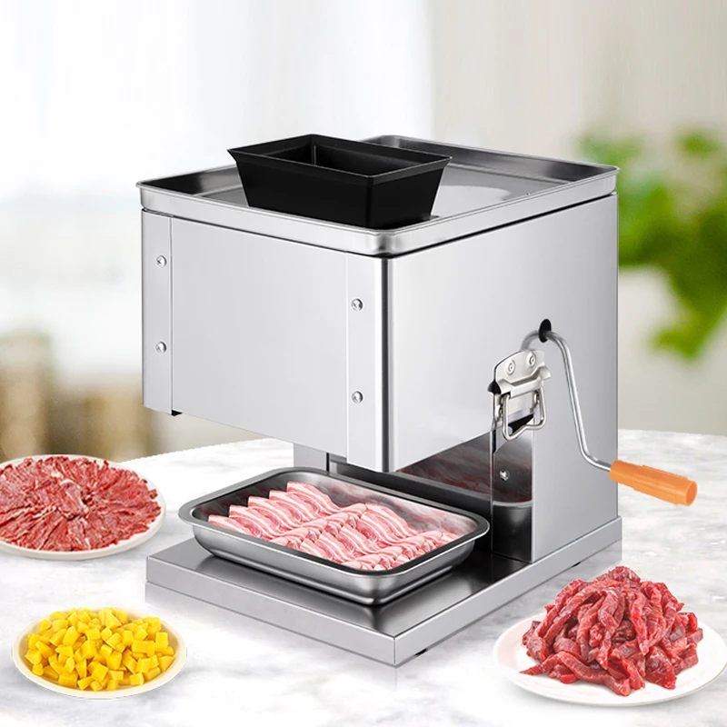 Commercial Electric Meat Slicer Cutter Stainless steel Automatic Vegetable Cutting Grinder Machine Minced Meat Mincer EU US Plug