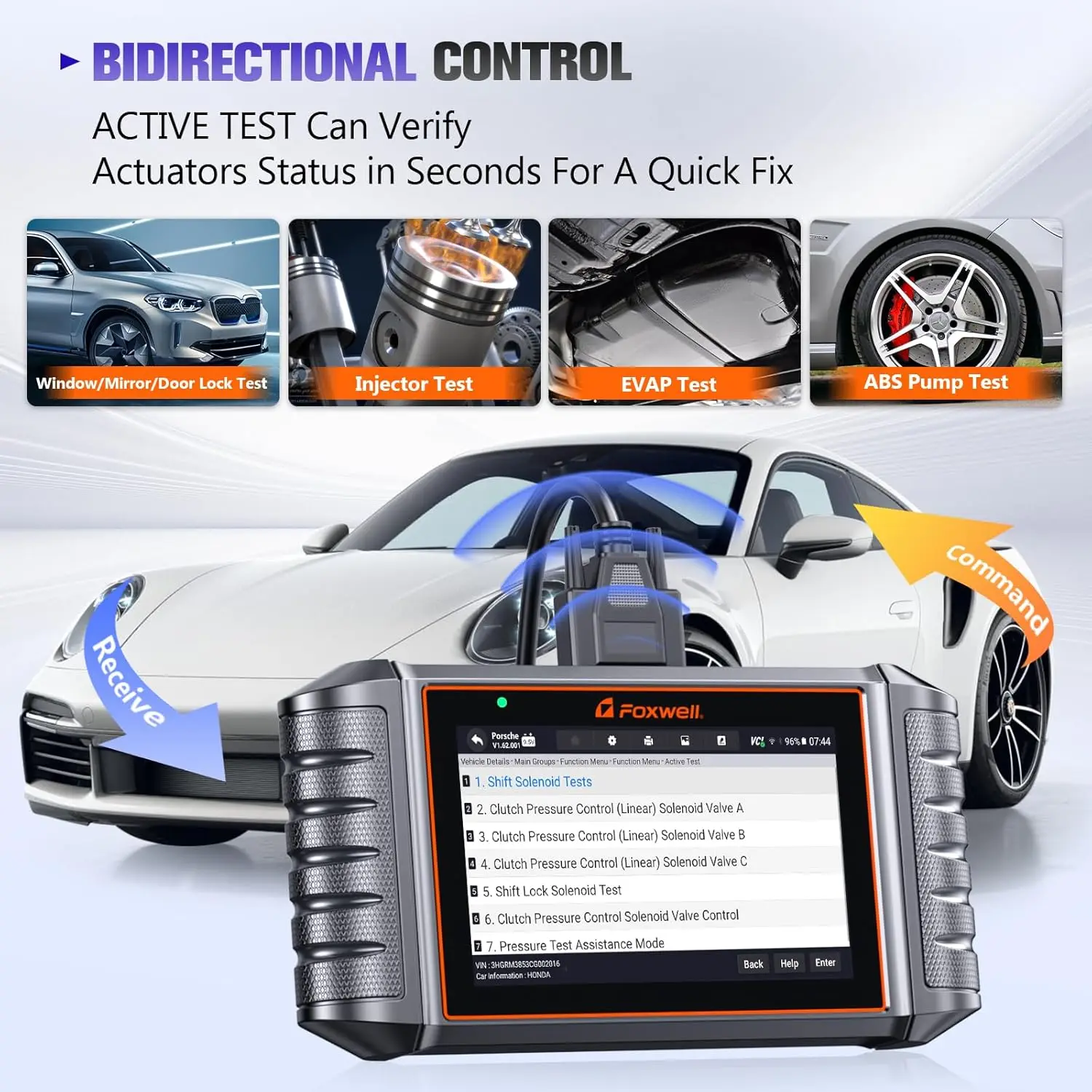 Picture 4: FOXWELL NT710 fit for Porsche OBD2 Diagnostic Scan Tool Full System Code Reader with Bi-Directional Active Test Injector Coding