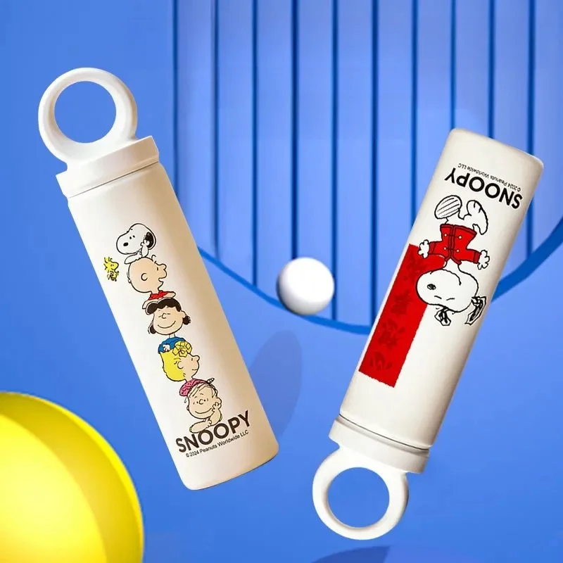 MINISO SNOOPY 520ML Thermos Cups Stainless Steel With Handle Vacuum Flasks Cups Cartoon Cute Portable Direct Drinking Bottles