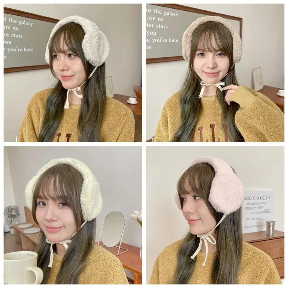 Earmuffs de pelúcia à prova de vento para mulheres, Earflap artesanal, JK Lolita, adorável e coreano, macio e quente, Earmuffs subculturais para o inverno, Y2k