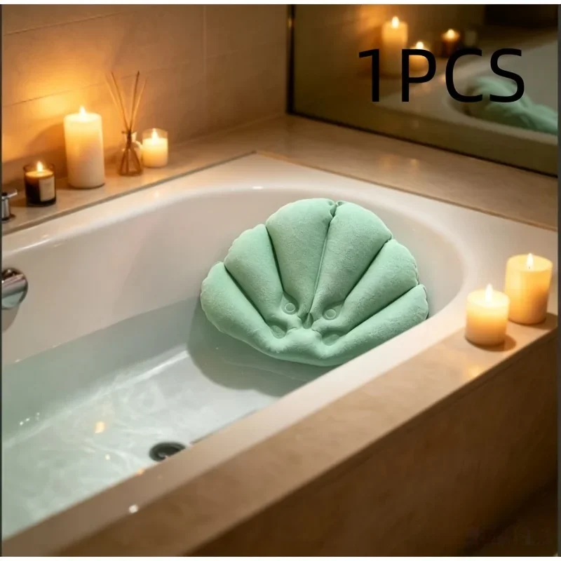 1pc Inflatable Bathtub Mat, Non-Slip Bathtub Pad,Soft Comfortable Towel Bath Mat, Head Spa Cushion,Bathtub Mat with Suction Cups