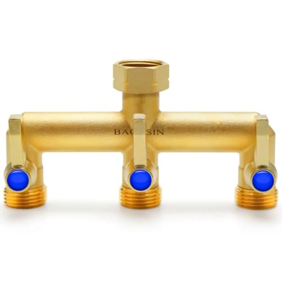 

Brass Garden Hose Splitter,,Heavy Duty Outdoor Water With Long Metal Handle, Outlet for Regulating and ting Water Flow