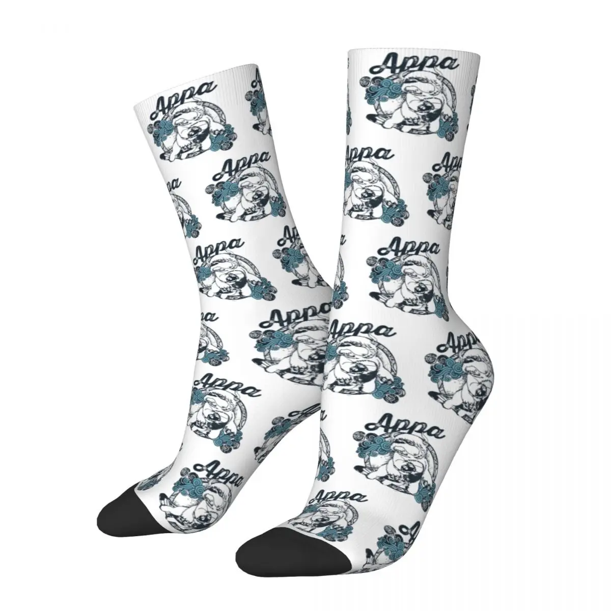 Retro The Last Airbender Appa Majestic Sky Bison Basketball Socks Anime Polyester Middle Tube Socks for Unisex Non-slip